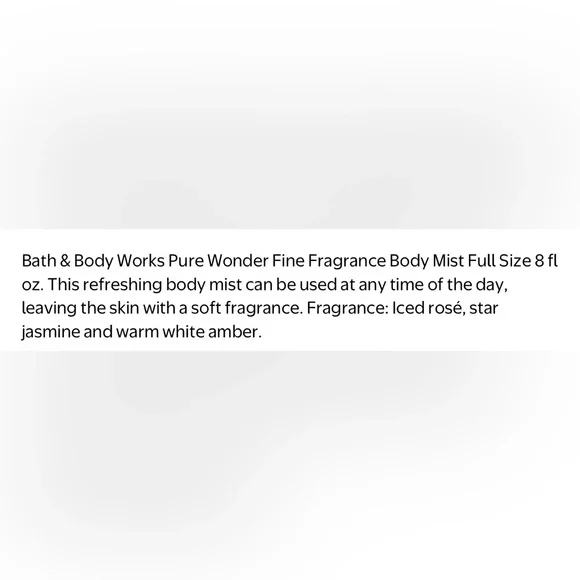 BATH & BODY WORKS PURE WONDER FINE FRAGRANCE MIST - Picture 5 of 5